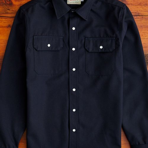 Drover Overshirt in Navy Gabardine