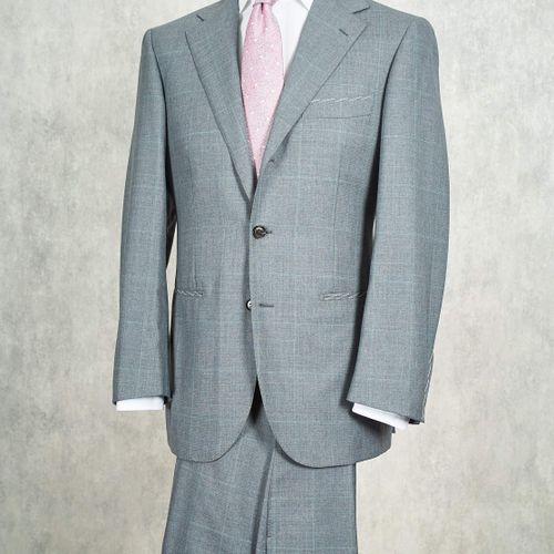 Ring Jacket AMJ01 Grey Windowpane Wool Suit (NOS)