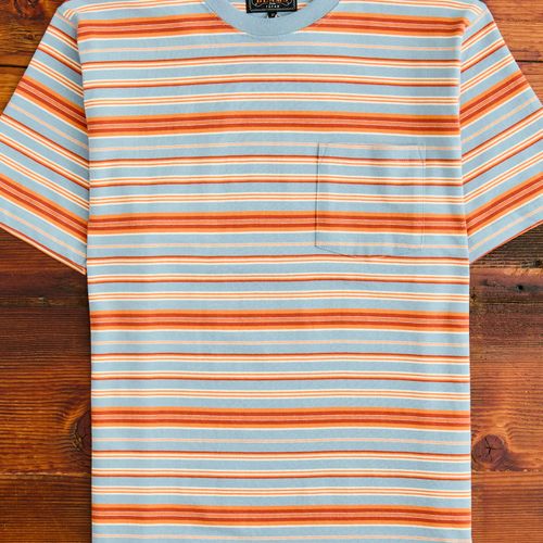 Multistripe Pocket T-Shirt in Sax