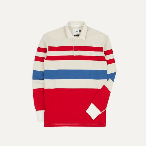 Cream, Red and Blue Stripe Cotton Rugby Shirt