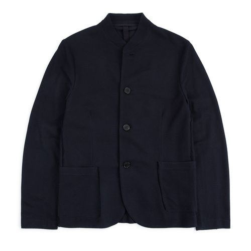 Harris Wharf Loro Piana Honeycomb Cotton Nehru Jacket: Navy