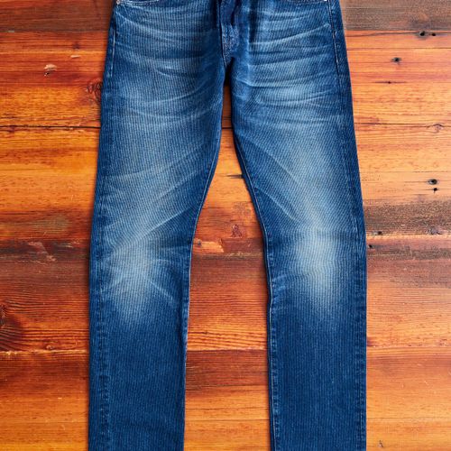 Indigo Bedford Cord Pants - High Slim Fit