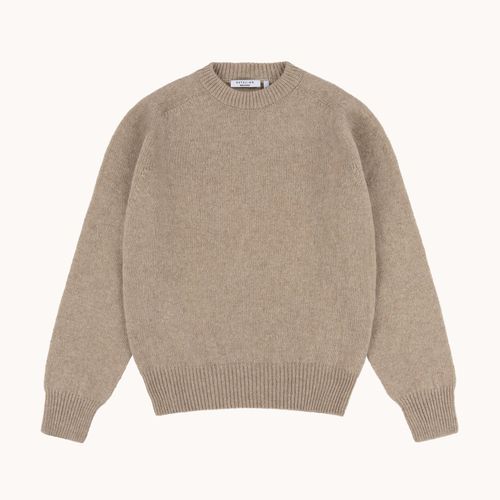 Shetland Wool Crew Neck Sweater - Taupe