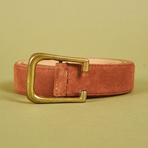 Simonnot Godard Snuff Suede Brass Buckle Belt (NOS)