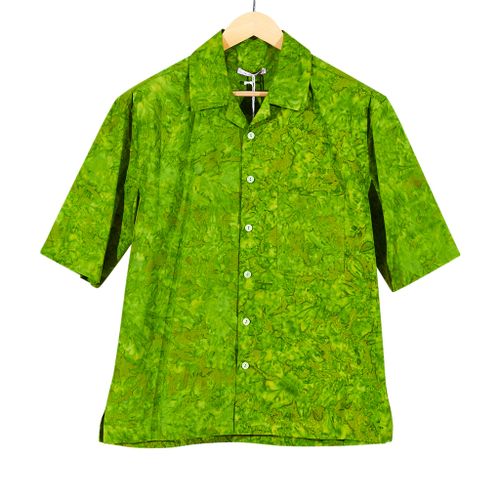 Aloha Shirt Green Marble Cotton