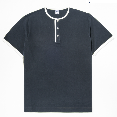 Pique Henley Shirt - Navy