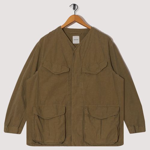 Collarless Fatigue Jacket - Beige