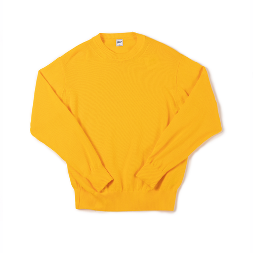 Solid Cotton Crew Neck Sweater - Yellow