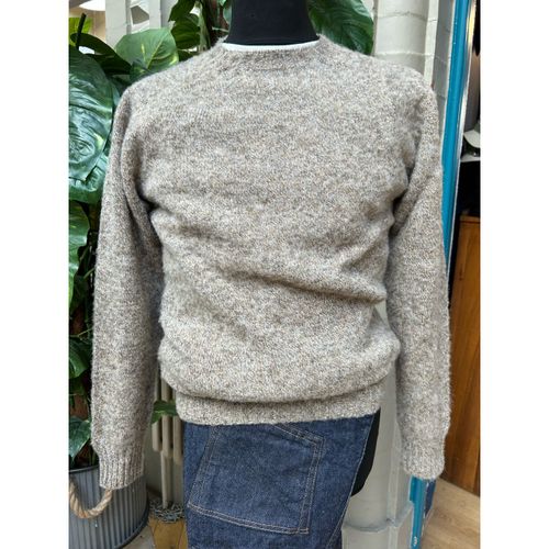 Harley Of Scotland Brushed Wool Crew Neck- Mushroom