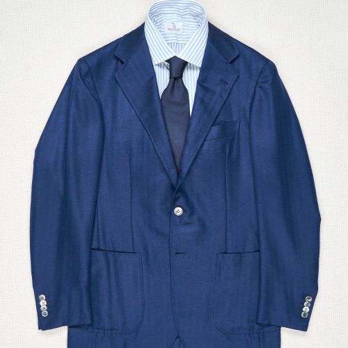 Ring Jacket AMJ03 Blue Cashmere/Silk Herringbone Sport Coat (Pre-Owned)