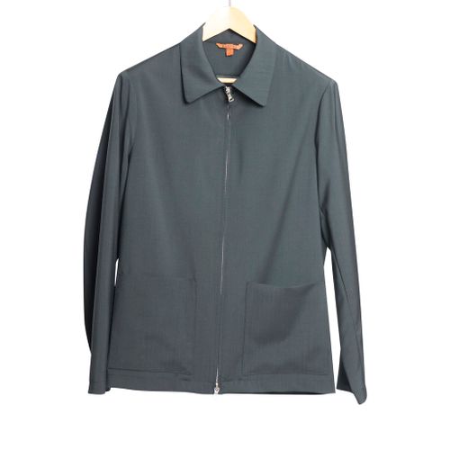 Marafon Zip Front Overshirt Tropical Wool Piombo