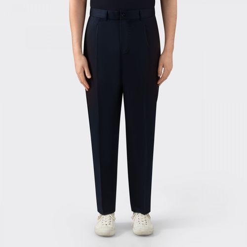 Cotton Single Pleat Trousers : Navy