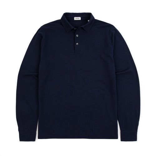 Trunk Moxon Long Sleeve Polo Shirt: Navy