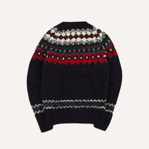 Chamula for Drake's Navy and Red Fairisle Merino Jumper