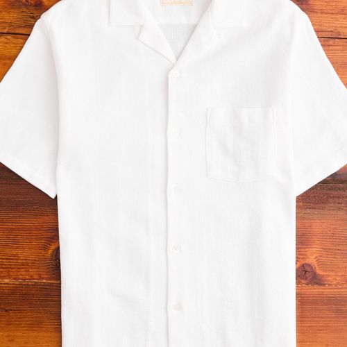 Pique Button-Up Shirt in White