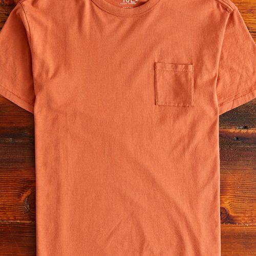 Vintage Knit Pocket T-Shirt in Orange