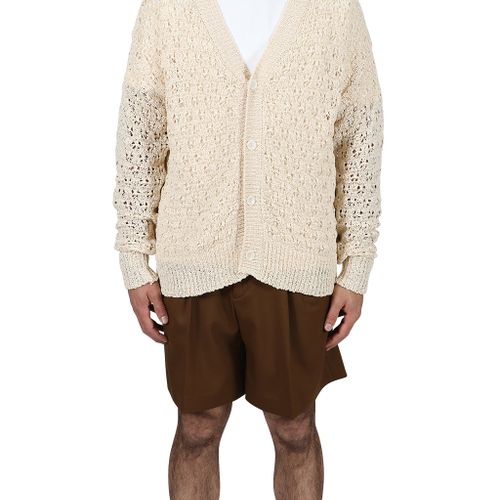 Sustainable Cotton Blend Knit Cardigan Ecru