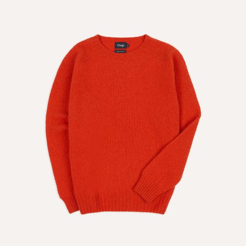 Red Brushed Shetland Crew Neck Jumper