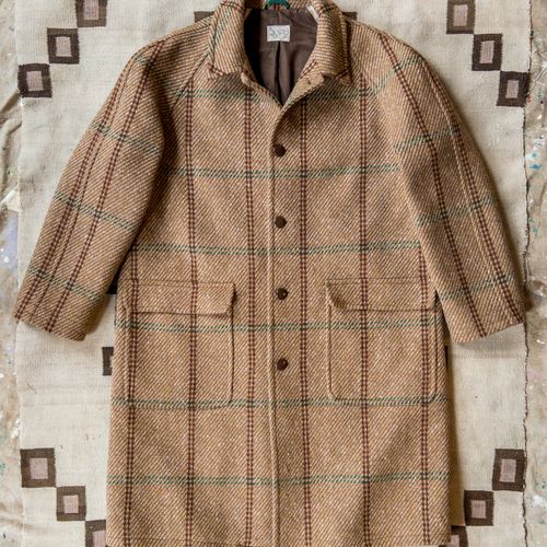 Raglan Wool Overcoat - Rust and Evergreen Windowpane