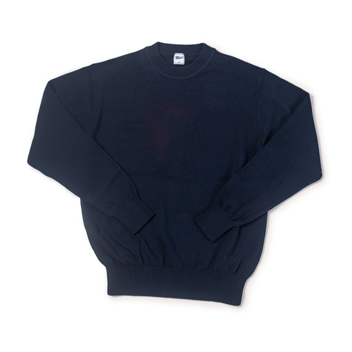 Solid Cotton Crew Neck Sweater - Navy