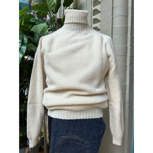 Harley Of Scotland Brushed Wool Roll Neck- Cream