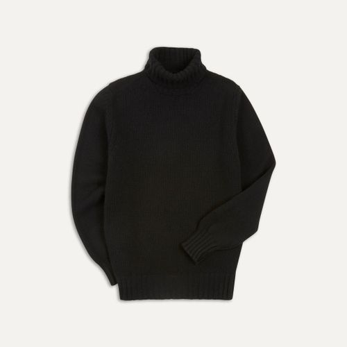 Black Lambswool Submariner Roll Neck Jumper