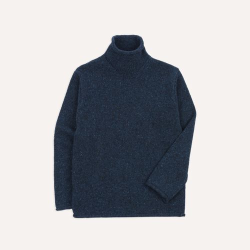 Blue Marl Mohair Wool Mock Neck Jumper