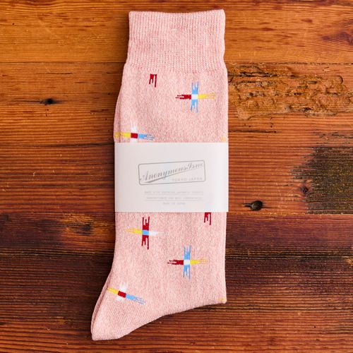 Sun Cross Crew Sock in Pink