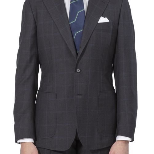 The Armoury by Ring Jacket Model 3A Dark Grey With Green-Purple Check Wool Suit (NOS)