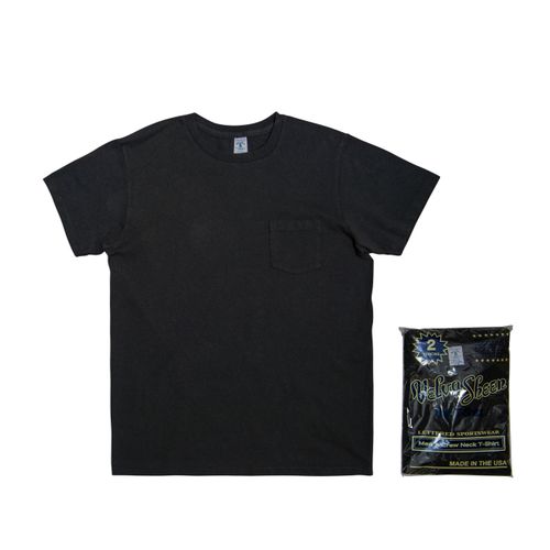 Short sleeve Crew neck Tee w/pocket (2 Shirts Pac) / Black