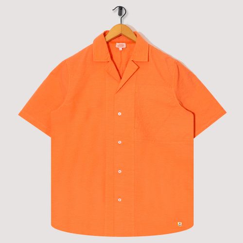 Seersucker Shark Collar Shirt - Coral