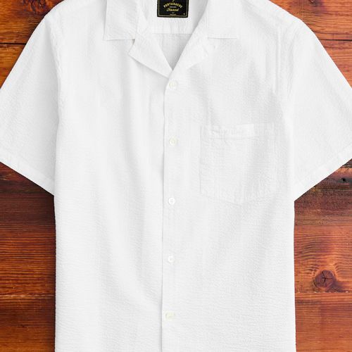 Atlantico Camp Collar Button-Up Shirt in White