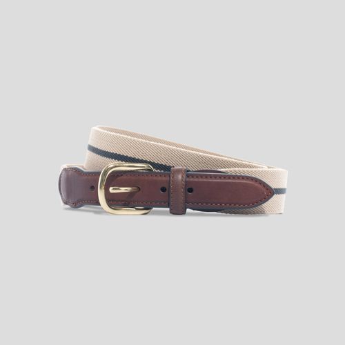 Belgain Stretch Belt - Tan/dark Green