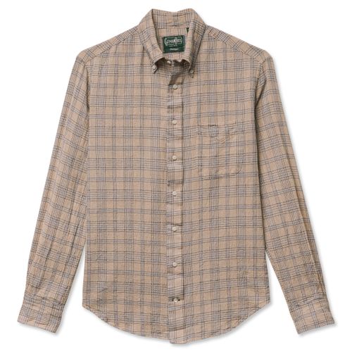 Tan Cotton/Linen Sashiko Plaid