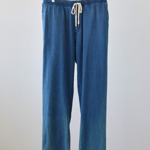 Washed Indigo Drawstring Trousers