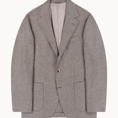 Sport Jacket - Beige Brown Glen Check Silk