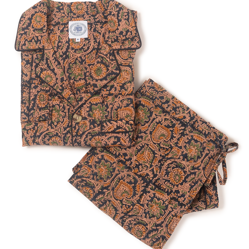 Batik Pajamas - Navy/brown