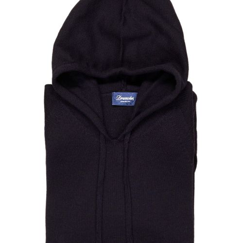 Drumohr Navy Merino Wool Hoodie (NOS)