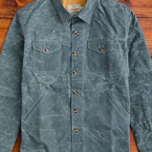 Waxed Canvas Crissman Overshirt in Harbor Blue