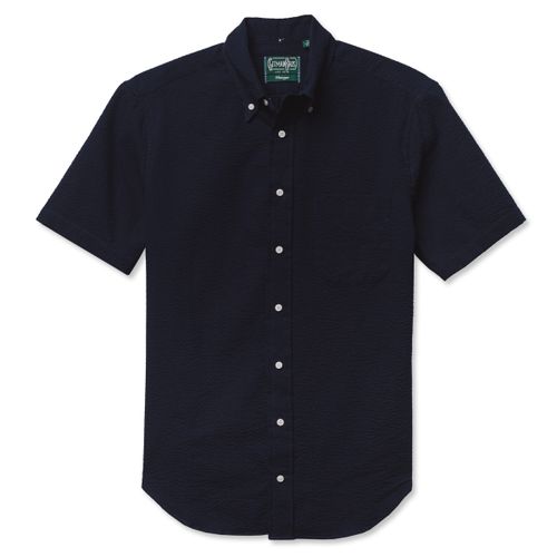 Navy Overdye Seersucker Short Sleeve