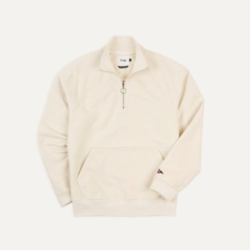 Ecru Cotton Quarter Zip Sweatshirt