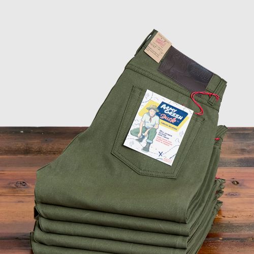 10oz Selvedge Army Green Duck Canvas - True Guy Fit