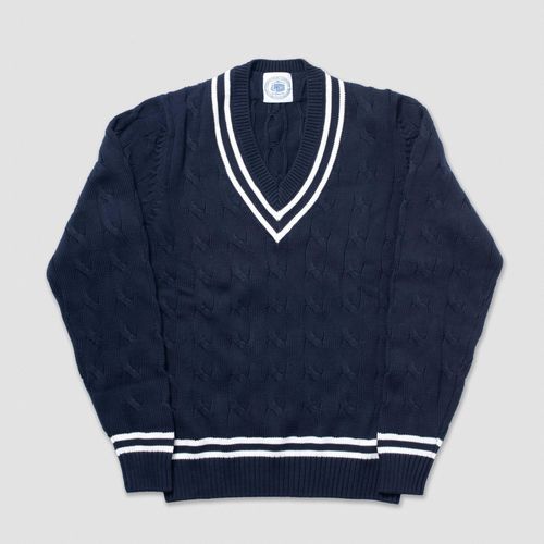 Cotton Cricket Sweater - Navy/ecru