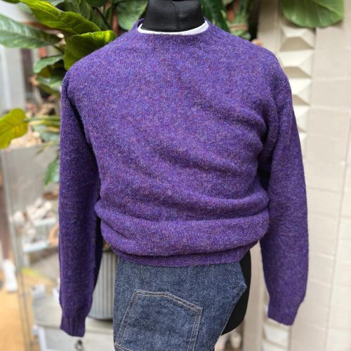 Harley Of Scotland Brushed Wool Crew Neck- Royal Violet