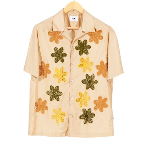 Julio Short Sleeve Shirt Creme Flower