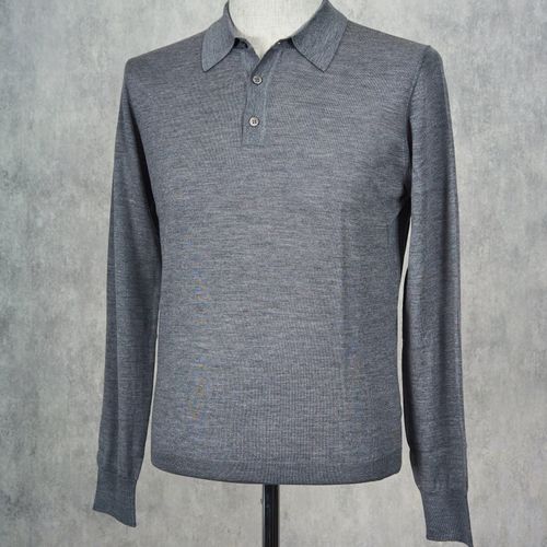 Ascot Chang Grey Extra-Fine Merino Wool Polo (NOS)