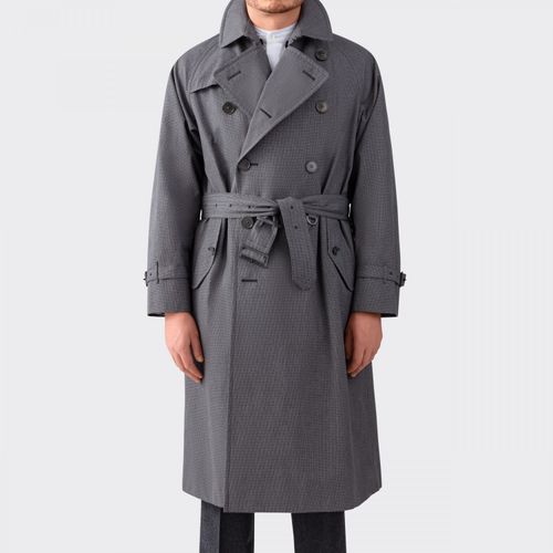 “AL II” Houndstooth Trench Coat : Grey