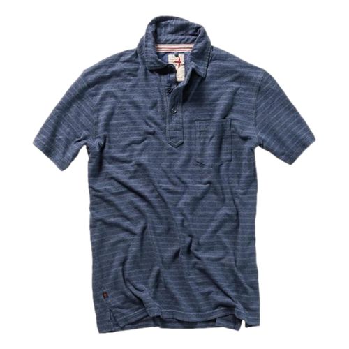 Hemp Stripe Polo Blue Black Stripe