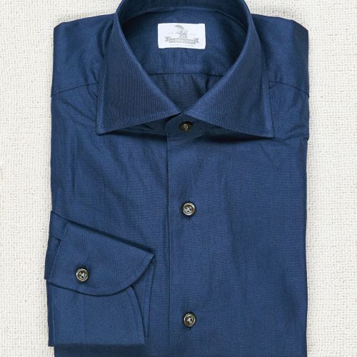 The Armoury Navy Cotton Airtex Spread Collar Shirt (NOS)