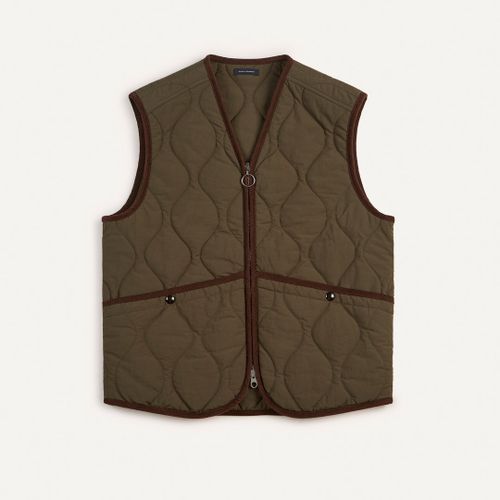 Olive Quilted Nylon Zip Vest